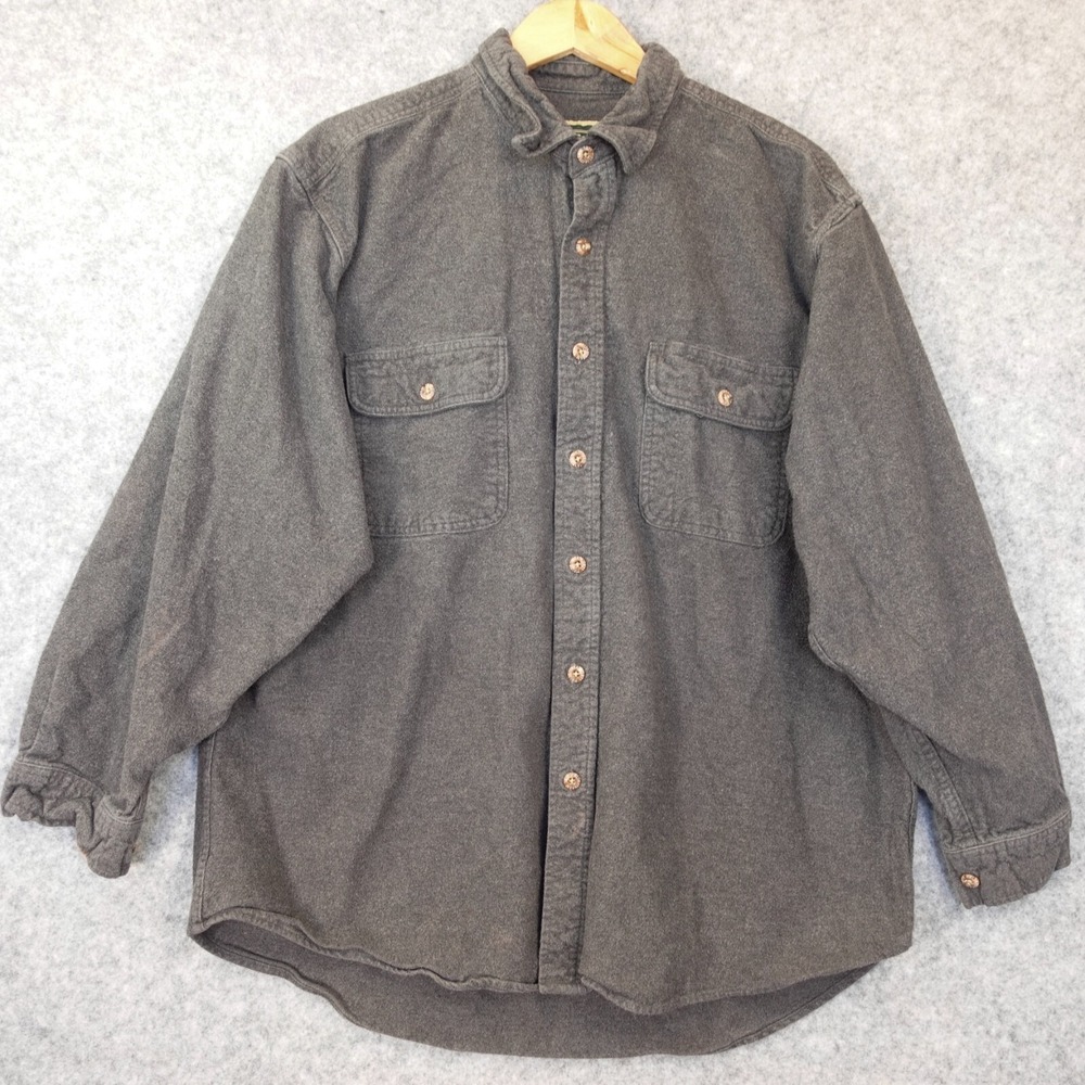 Thick Flannel Utility Overshirt Mens Large‎ FIELD STREAM Gray Lumberjack Shacket